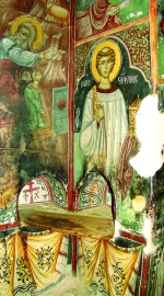 Фрески алтарного пространства «Жертвоприношение Авраама» и образ дьякона-первомученика Стефана. 1520 г. Церковь Пресвятой Богородицы в Какопетрии. 